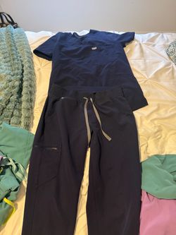 Figs Navy Blue Scrub Set Top and Pants