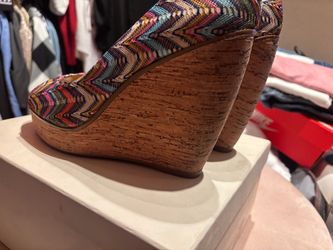 Multicolor Woven Cork Wedge Heels Nine West Size 8M