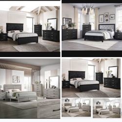 4- Pc Bedroom set Dresser,Mirror Nightstand (1) Queen size bed frame Not including Mattress and Box Sp