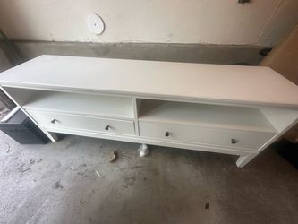 White TV Stand with Drawers and Shelves