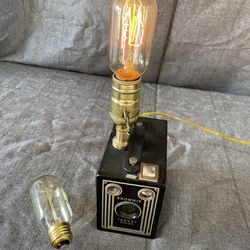 Handcrafted/upcycled Vintage Camera Edison Bulb Table Lamp