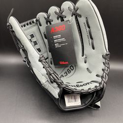 New Wilson A360 Baseball Softball Glove 12.5” Leather Black Gray Adult Youth Mit