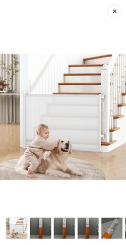 Brand new Retractable Baby Gate for Stairs & Doorways, Dog Gate Indoor Outdoor Extends to 55" Wide 34" Tall Mesh Child Gate for Hallways, Deck, Porch,