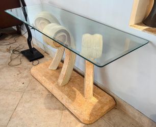 Tropical Sculptural Glass Bar / Console Table – Miami Palm Beach Style