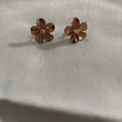 Plated Rose Gold Plumeria Earrings