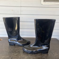 Time & Tru Black Rubber Rain Boots Size 9 for women's