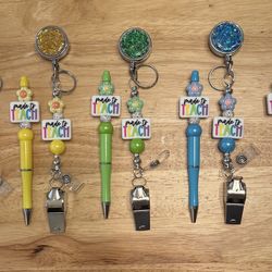 TEACHER APPRECIATION Gift Pen and Badge Reel with Playground Whistle
