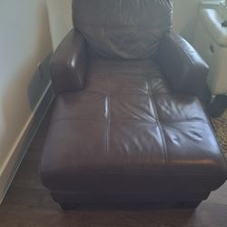 Brown Leather Chaise Sofa