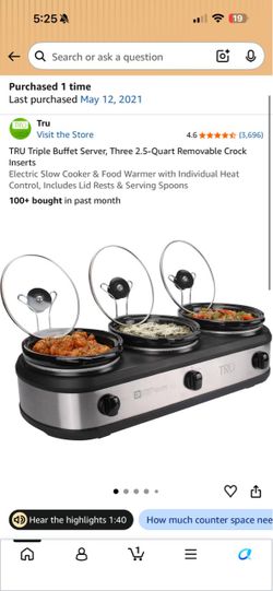TRU Triple Buffet Server Slow Cooker