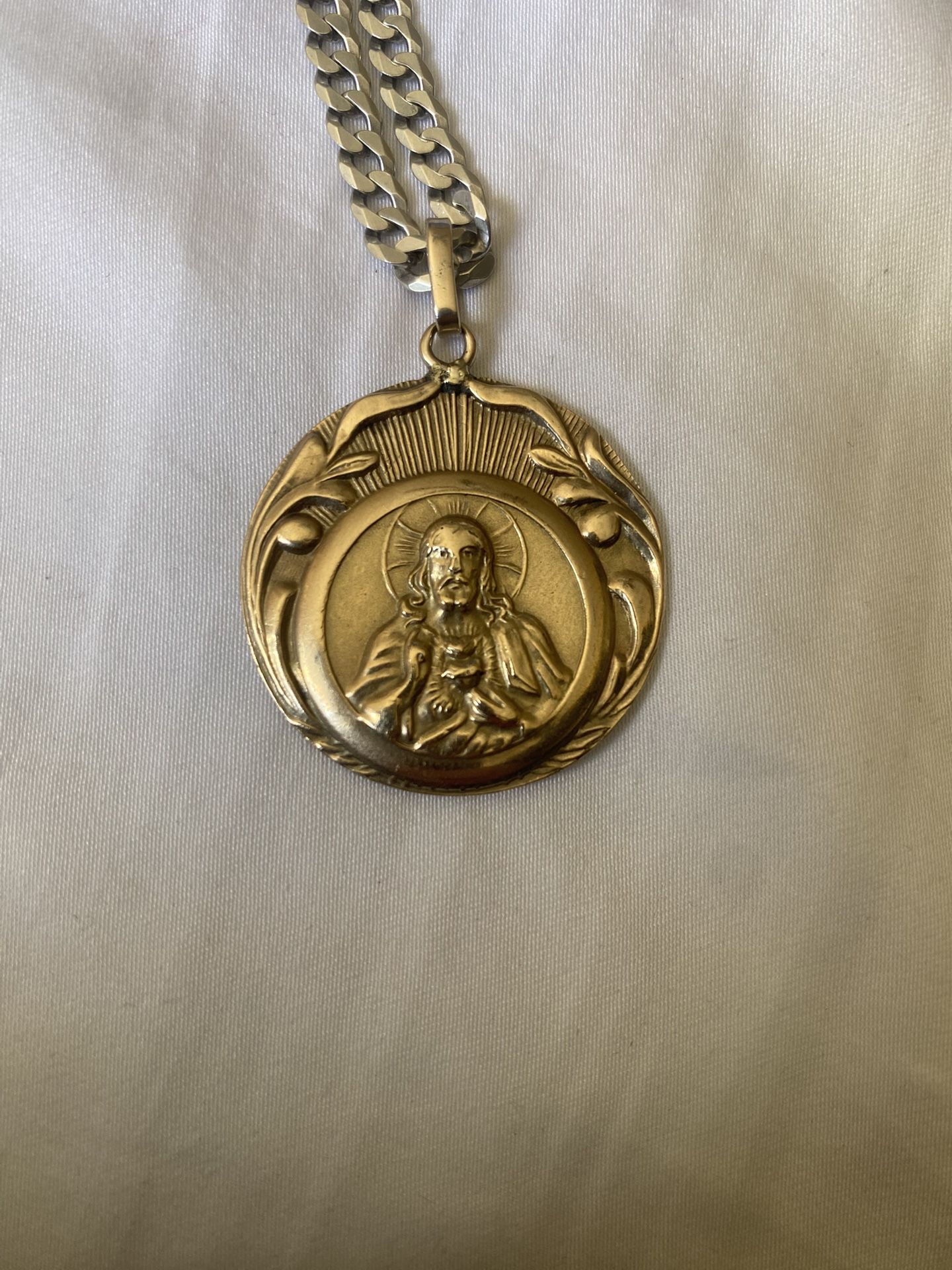 Gold Jesus And St Mary Pendant