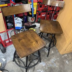 Pair Of Wooden Adjustable Stools