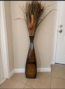 Tall Decorative Floor Vase and plant