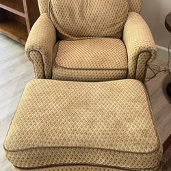 Gently Used Club Chair w/Matching Ottoman By Smith Brothers