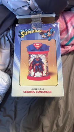 Superman Ceramic Metal Cookie Jar Canister Limited Edition /3500 Made