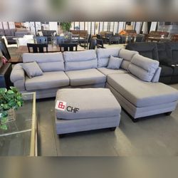 Modern 3 pc livingroom sectional set with ottoman