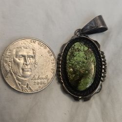 Signed Sterling Silver And Turquoise Pendant 