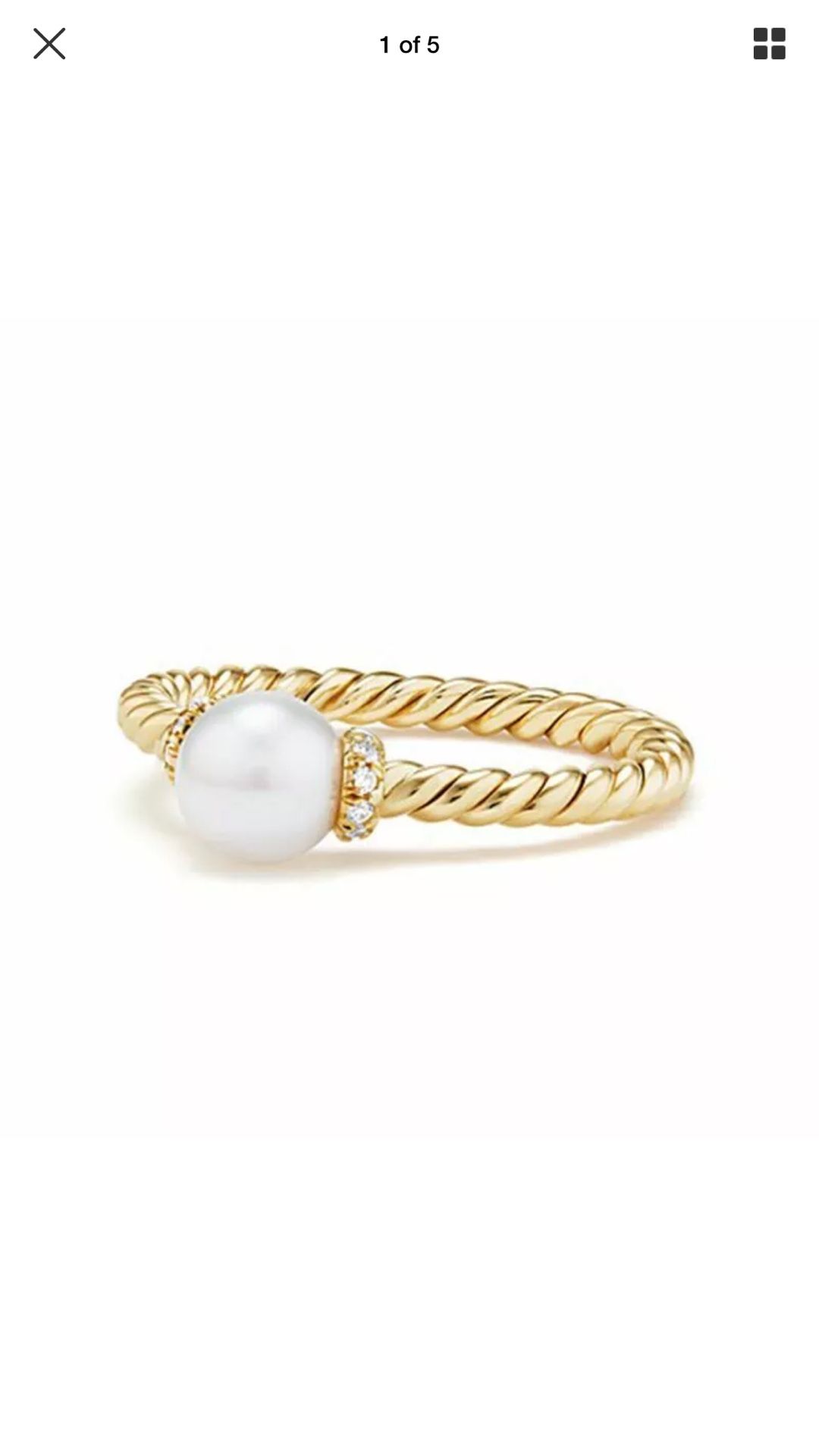 18k gold plated pearl ring women’s jewelry accessory size 8