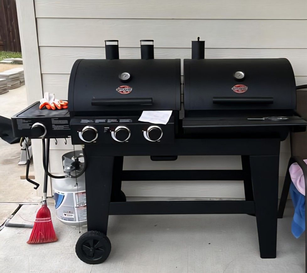 Char-Griller Double Play 3-Burner Gas and Charcoal Grill in Black