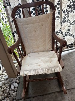 Vintage mid century kids Wooden Rocking Chair with Cushions
