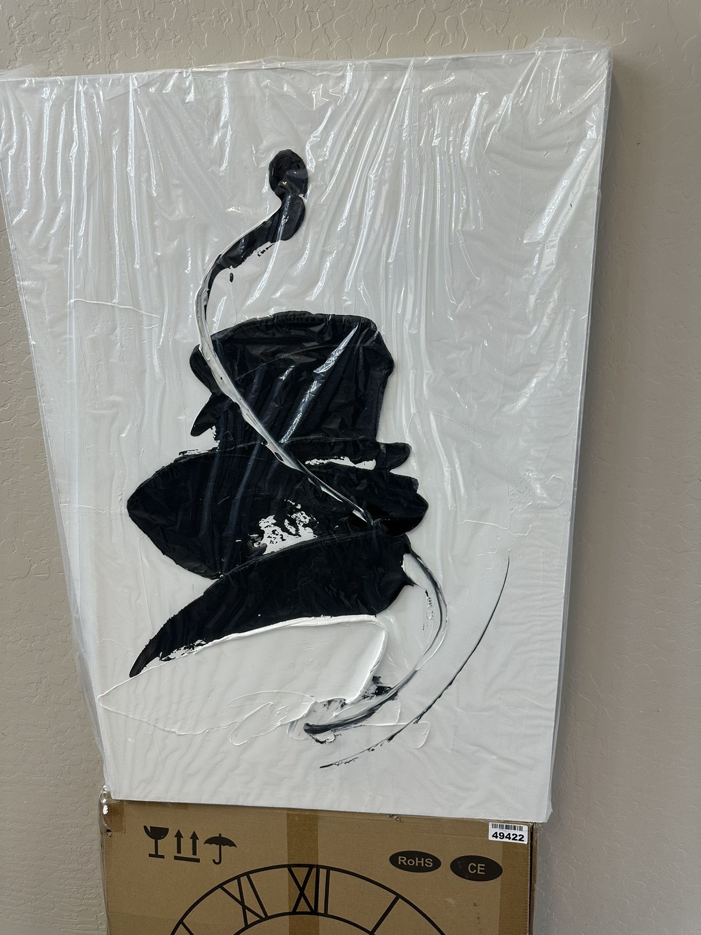 New NANKAI Art Hand painted White and Black Thick Texture Abstract Oil painting 36x24