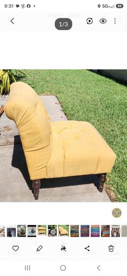 Armless overstuffed chair, See 2 pics