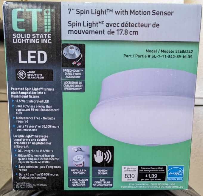 LED 7" Spin Light With Motion Sensor