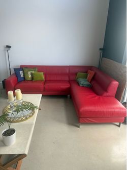 Red Leather Sectional