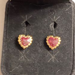 Red Enamel Heart Stud Earrings Fashion Jewelry 