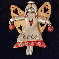 Peace Angel Jewelry Marked AJMG Vintage Collectible Brooch Lapel Pin
