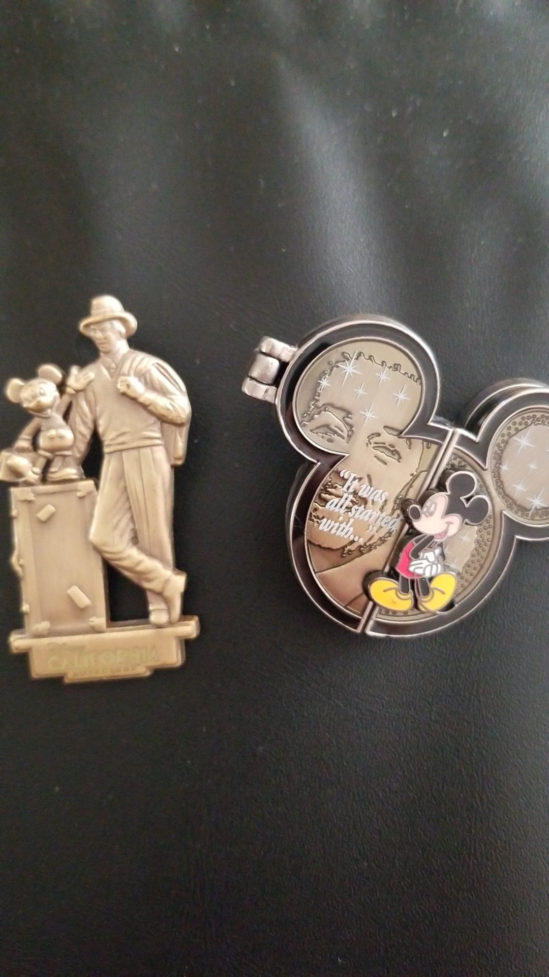 Collector Disney Pins featuring Walt and Mickey