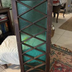 Antique Green Glass Stained Window  46” X 18”