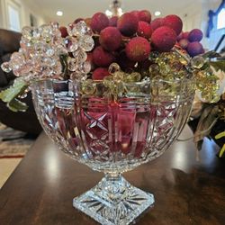 Large Vintage Crystal Fruit Bowl