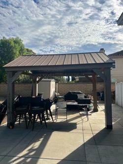 Outdoor Wood Gazebo with Metal Roof