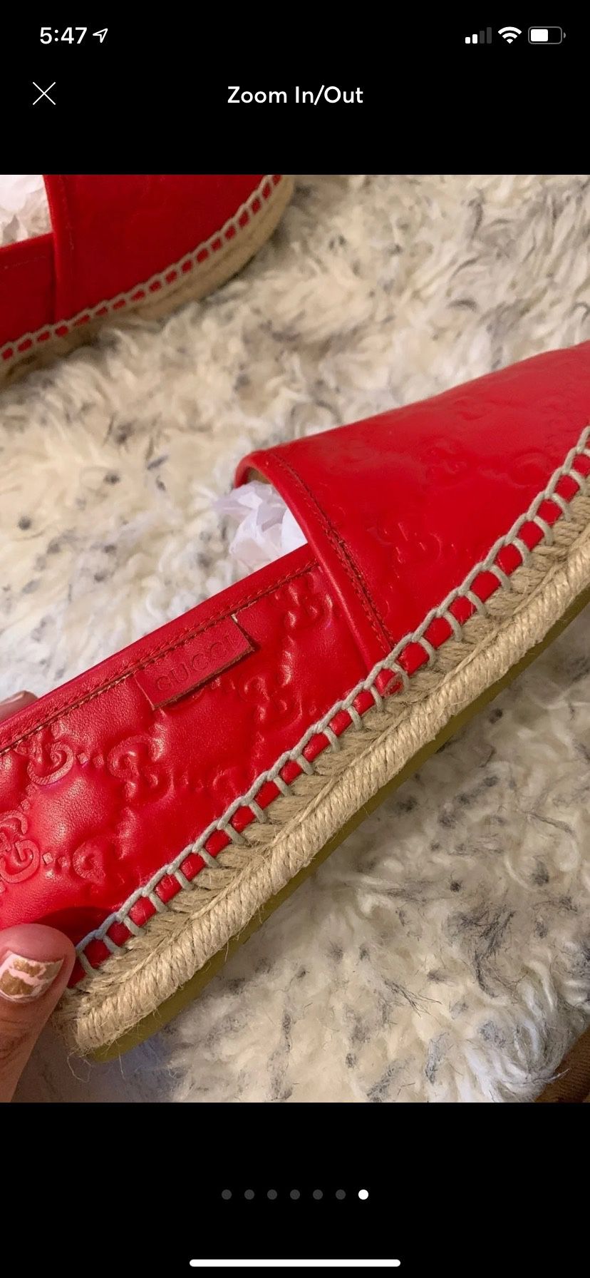 Gucci Women's Pilar Leather Espadrille Flats Size 39 (8US)