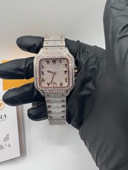 •VVS1-FL Rose Gold&Silver Arabic Moissanite Watch