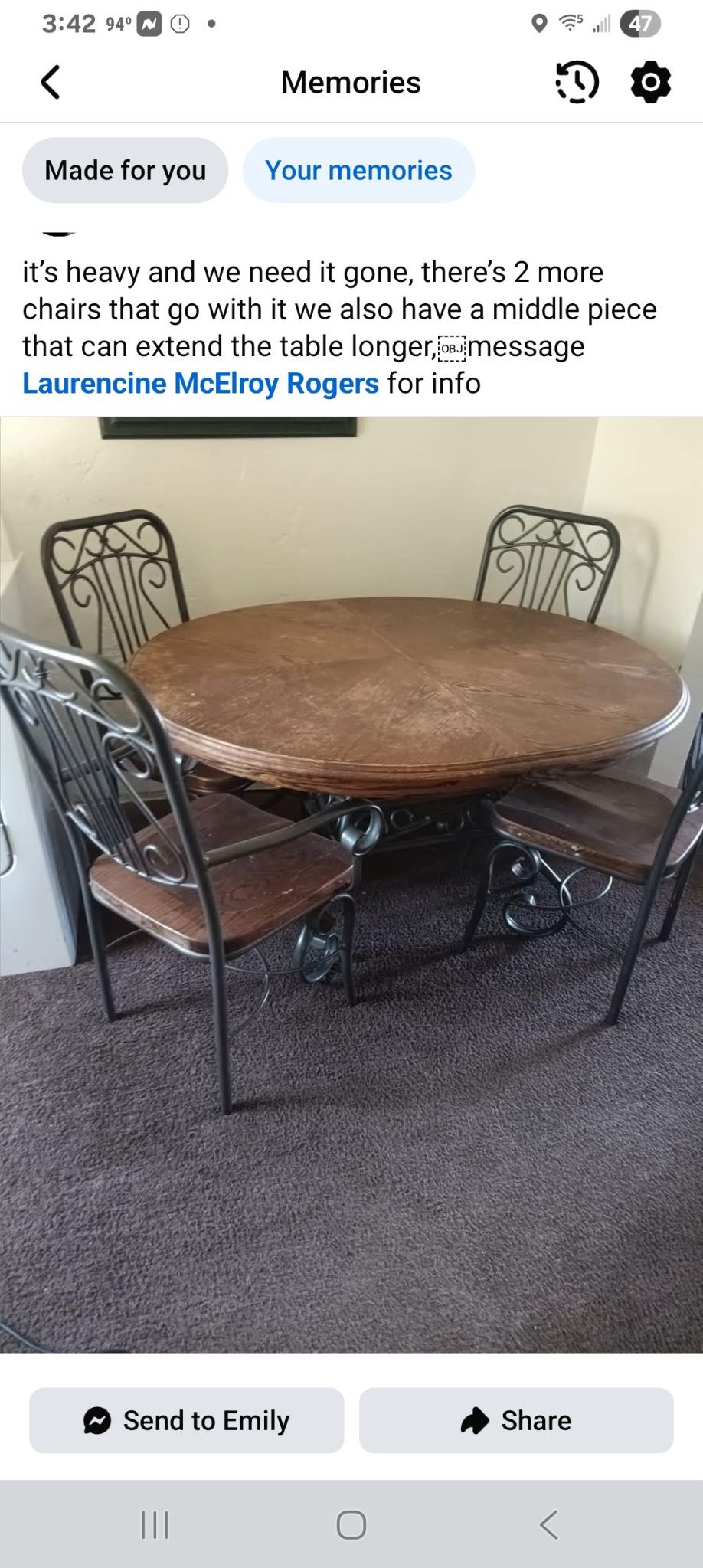 Cast-Iron Solid Wood Table With Chairs