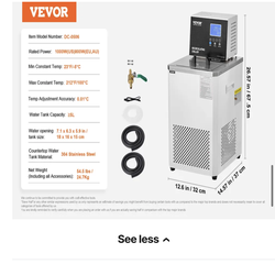 VEVOR Laboratory Chiller Circulator, -30℃-100℃, 6 L Internal and External Dual Circulation, Low Temperature Cooling Liquid Circulator Pump Chiller, Re
