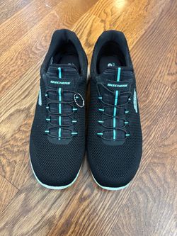 Skechers Black Teal Knit Sneakers