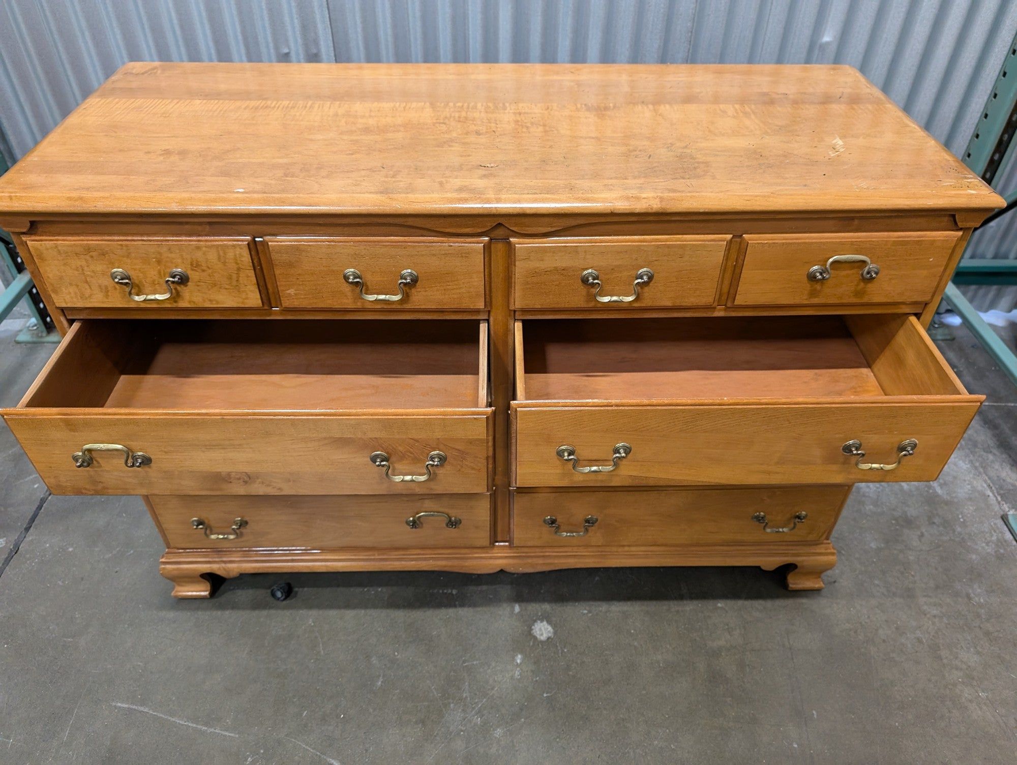 Ten- Drawer Maple Wood Dresser