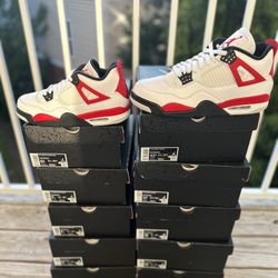 BRAND NEW JORDAN 4 “RED CEMENT” FOR SALE!!! GS SIZES 6.5 & 7 $200  MEN SIZES 10.5 11, 11.5 12, 13 $265