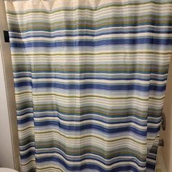 Fabric Shower Curtain With Liner And Hooks