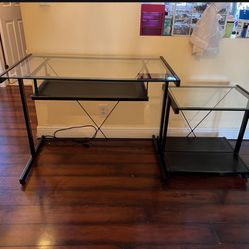 Glass Desk With Printer Stand