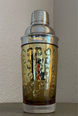 Vintage Nanette Lepore Gold Leopard Glass Cocktail Shaker
