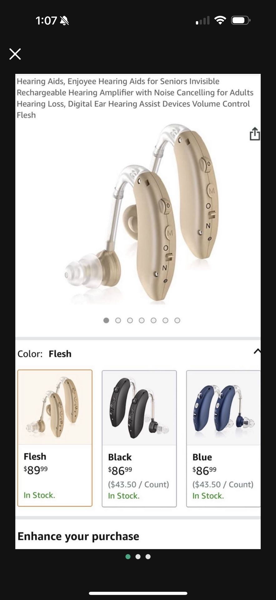 Hearing Aids , Hearing Aids for Seniors Rechargeable Hearing Amplifier with Noise Cancelling for Adults Hearing Loss , Digital Ear Hearing Assist Devi