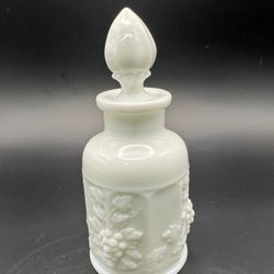 Vintage Westmoreland Milk Glass Cruet with Panel Harvest Grape Design