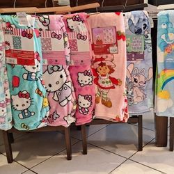 Hello Kitty Strawberry Shortcake Care Bear &Stitch Throws