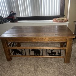 SOLID WOOD- Coffee Table + Side Table 