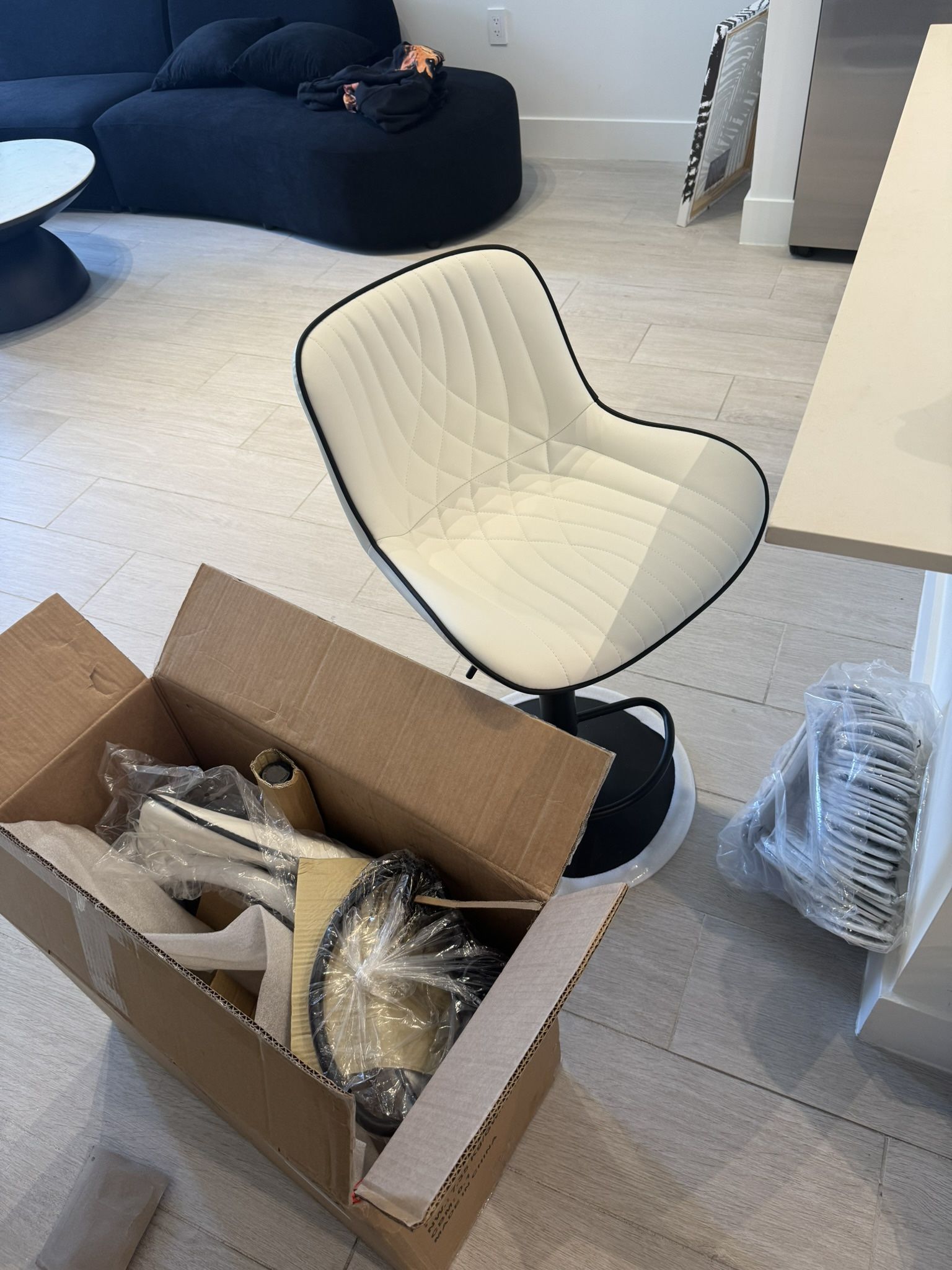 2 brand new white bar stools