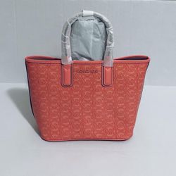 Michael Kors Jodie Small Logo Jacquard Grapefruit Tote Bag