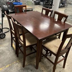 High Seat Dining Set With 6 Chairs Extendable 